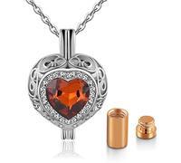 CFWSHJ Collana a Forma di Cuore con urna cilindrica, Pietra preziosa Multicolore Ciondolo urna commemorativa cremazione Gioielli di Memoria per Donne Uomini ui