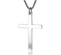 CFWSHJ Collana con Ciondolo Croce in Argento Sterling 925 per Uomo Ragazzo Maschio 4,5 cm Pendenti Croce Classici Collier Gioielli in Argento