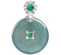 CFWSHJ Collana con Ciondolo in Giada Blu Feng Shui Naturale per Donna, con Fibbia della Pace in Giada Yoga autentica S925 in Argento con Giada