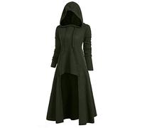 CFWSHJ Costume Rinascimentale da Donna con Cappuccio Mantello Taglie Forti Vintage Solido Pullover Steampunk Abiti Costumi di Halloween per Donna Abito da Mantella Costume da Strega