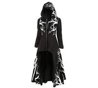 CFWSHJ Costume Rinascimentale da Donna Mantello con Cappuccio Taglie Forti Abito con Cappuccio Gotico Stampato con Grafica Vintage Costumi di Halloween per Donne Costume da Pirata Mantello Medievale