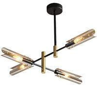 CFWSHJ Decorazione nordica Sputnik lampadario di 6 Nere Filo Medio secolo vampata Light fumò Vetro Grigio Lampada a Sospensione per Cucina Pranzo Soggiorno Camera da Letto/Ambra/4 luci