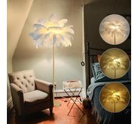 CFWSHJ di Struzzo Naturale Pavimento Moderna Soggiorno Lampada a LED con Interruttore Oro Fina del Paralume della Piuma Elegante Decorazioni per la Camera da Letto ()