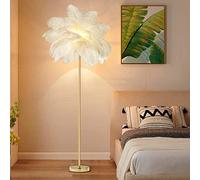 CFWSHJ in Struzzo, lampade Pavimento Piume Bianche, da Lampada a LED, Luce Moderna con tonalità di Piuma Naturale e Interruttore del Piede