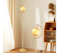 CFWSHJ Lampada a Pavimento del Pianeta Creativo Arancione/Blu Sfumature Sfera in Piedi G9 Lima Verticale LAMPAGNO di METALE Studio Posto LEGGI LAMI LAMINE per SOGGIORI, Camera da BEDE O STUDI