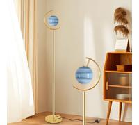 CFWSHJ Lampada a Pavimento del Pianeta Creativo Arancione/Blu Sfumature Sfera in Piedi G9 Lima Verticale LAMPAGNO di METALE Studio Posto LEGGI LAMI LAMINE per SOGGIORI, Camera da BEDE O STUDI
