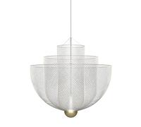 CFWSHJ Lampadario Moderno Maglie di Metallo, Illuminazione Sospensione Tamburo Industriale, Geometrica Strati, Luce a LED sospesa per casa da Cucina Villa Ristorante (45 cm/17,7 ", Argento)