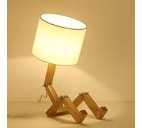 CFWSHJ Moderna Creativo Comodino Robot Lampada scrivania rotabile Tessuto Giunzione paralamode con Base mutevole a Forma di Legno Adatto Letto, Sala da Studio, Ufficio, Camera per Bambini