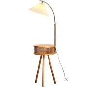 CFWSHJ Pavimento Piedi Lettura con mensola in Legno Lampada a LED per Il Soggiorno, Camera da Letto