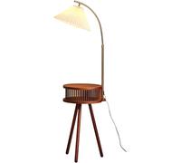 CFWSHJ Pavimento Piedi Lettura con mensola in Legno Lampada a LED per Il Soggiorno, Camera da Letto