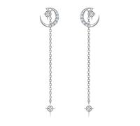 CFWSHJ,S925 Collana da Donna Giappone e Corea del Sud Stella Luna Catena clavicola Collana Semplice Orecchini a Bottone, AA