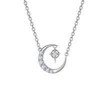 CFWSHJ,S925 Collana da Donna Giappone e Corea del Sud Stella Luna Catena clavicola Collana Semplice Orecchini a Bottone,Collana-A