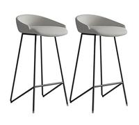 CFWSHJ Sedie Base Metallo Resistente con Una Piccola Schiena e poggiapiedi, sgabelli da Bar in Pelle Finta per puttani Senza Braccio Set di (Grigio, 75 cm)