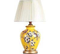 CFWSHJ semplicità Cinese Ceramica Gialla Decorazione per la casa Classico Giardino Barattolo Zero Desktop Tessuto Moderno Letto Semplice Camera Comodino Lampada da Tavolo in Porcellana