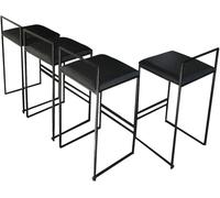 CFWSHJ Set banco a Velluto, Pranzo, sedie Pelle con Schiena Bassa e Gamba in Metallo sgabelli industriali di Altezza da per l'isola della Cucina, Bar, Pub (Nero, 75 cm)