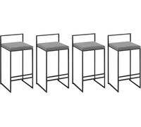 CFWSHJ Set banco a Velluto, Pranzo, sedie Pelle con Schiena Lombare e Gamba in Metallo Nero, sgabelli industriali di Altezza da per l'isola della Cucina, Bar, Pub (Grigio, 75 cm)