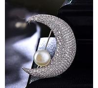 CFWSHJ Spilla da Donna Spilla alla Moda a Forma di Luna Piena di Cristalli Accessorio annuale per la Festa Nuziale di Lusso per Signora Accessorio per Costume da Donna Elegante (Colore Metallo: