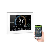 CFWWSAQ Termostato, Termostato intellinte regolatore di Temperatura for Caldaia a Gas Riscaldamento a Pavimento Elettrico Display umidità(White with WiFi)