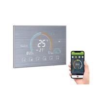 CFWWSAQ Termostato, Termostato intellinte regolatore di Temperatura for Caldaia a Gas Riscaldamento a Pavimento Elettrico Display umidità(Silver with WiFi)