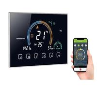 CFWWSAQ Termostato, Termostato intellinte regolatore di Temperatura for Caldaia a Gas Riscaldamento a Pavimento Elettrico Display umidità(Black with WiFi)