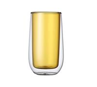 CFY652 Bicchieri Acqua Bicchiere in vetro a doppia parete, bicchieri highball in borosilicato colorato da 9,5 once for bevande fredde e calde Glasses(Amber)