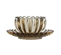 CFY652 Bicchieri Acqua Tazza e piattino in vetro trasparente a forma di zucca, tazza ciotola in senza piombo con motivo a strisce in rilievo for caffè, latte, tè dessert Glasses(Amber)