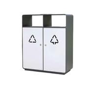 CFY652 Cestino for rifiuti doppio for esterni, for aree pubbliche commerciali, in metallo(Bianco)