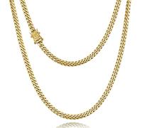 CG&KYGG Catenina a maglia cubana Miami da 3 mm e 6 mm, placcata in vero oro 14 carati, in acciaio inossidabile 316L, per uomo e donna (doppia chiusura di sicurezza, regalo di Natale o compleanno), 22