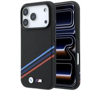 CG MOBILE BMW M Quadrille Kevlar - Linee tricolore stampate e logo in metallo, compatibile con custodia MagSafe per iPhone 18 Pro Max / 17 Pro Max (nero)