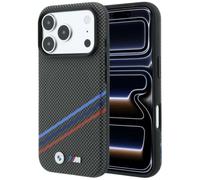 CG MOBILE BMW M Quadrille Kevlar - Linee tricolore stampate e logo in metallo, compatibile con custodia MagSafe per iPhone 18 Pro Max / 17 Pro Max (antracite)