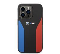 CG MOBILE Custodia BMW BMHCP15L22SCSK per iPhone 15 Pro 6.1" Silicone nero Strisce blu e rosse Collezione M
