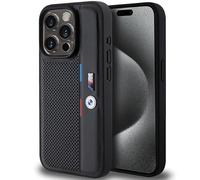 CG MOBILE Custodia BMW BMHCP15X23PUPVK per iPhone 15 PRO Max 6,7 Pollici Custodia Rigida Nera Traforata Linea Tricolore