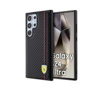 CG MOBILE Custodia Ferrari FEHCS24LN3DUR per S24 Ultra S928 Custodia Rigida Nera Linea Stampata in Carbonio