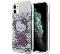 CG MOBILE Custodia Hello Kitty HKHCN61HDGPHT per iPhone 11 / Xr 6.1" custodia rigida bianca IML Kitty On Bricks Graffiti