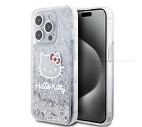 CG MOBILE Custodia Hello Kitty HKHCP15LLIKHET per iPhone 15 Pro 6.1" Custodia rigida in argento con glitter liquidi e ciondolo con testa di gattino