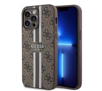 CG MOBILE Custodia per iPhone 15 Pro Max - Custodia rigida in PC/TPU marrone con strisce stampate 4G - Guess