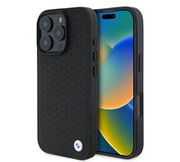 CG MOBILE Custodia per telefono BMW HC Sign progettata per iPhone 16 Pro Max, durevole, antiurto, compatibile con Magsafe, custodia in pelle con logo in metallo diamantato nero