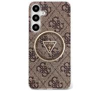 CG MOBILE Custodia sotto licenza Guess per S25 Ultra Marrone 4G Glitter Triangle Buttons Compatibile con MagSafe