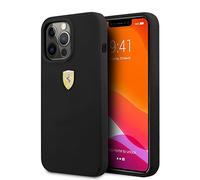 CG MOBILE Ferrari - Custodia per iPhone 13 Pro, in nero, con interno in microfibra, morbida e antigraffio, facile da clip, assorbimento degli urti e logo