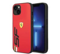 CG MOBILE Ferrari - Custodia per iPhone 14 Plus, rossa con grande logo SF nero, protettiva in pelle PU, resistente e antigraffio, facile da applicare e assorbire gli urti