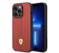 CG MOBILE Ferrari - Custodia per iPhone 14 Pro, in pelle protettiva, resistente e antigraffio, con logo a scatto, assorbimento degli urti e firma