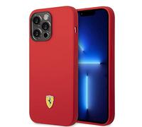 CG MOBILE Ferrari - Custodia per iPhone 14 Pro Max, con contorno fotocamera nera, in silicone liquido, liscia e antigraffio, con facile scatto, assorbimento degli urti e logo firmato