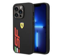 CG MOBILE Ferrari - Custodia per iPhone 14 Pro, nera con grande logo SF rosso, protettiva in pelle PU, custodia resistente e antigraffio, facile da applicare e assorbire gli urti