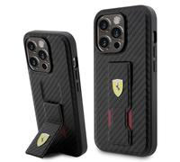 CG MOBILE Ferrari - Custodia per iPhone 15 PRO da 6,1", in Carbonio, AntiGraffio, Resistente alle Cadute, Antiurto, Completa e Sottile, Colore: Nero
