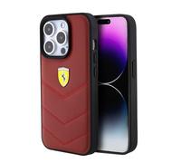 CG MOBILE Ferrari - Custodia protettiva in vera pelle compatibile con iPhone 15 Pro, con linee cucite, custodia protettiva e resistente con facile scatto, assorbimento degli urti e logo firmato
