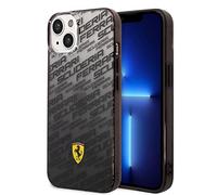 CG MOBILE Ferrari - Custodia rigida per iPhone da 14", con design sfumato, colore nero Scuderia tinto paraurti, antigraffio, resistente, con porte accessibili, assorbimento degli urti e logo firmato
