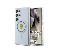 CG Mobile, Ferrari Galaxy S24 Ultra, con licenza ufficiale, compatibile con Mag-Safe, custodia protettiva trasparente con interno colorato, progettata per Galaxy S24 Ultra, trasparente/nero
