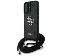 CG MOBILE Guess 4G Big Logo Cord Stap Crossbody Custodia per iPhone 16 Plus, colore: Nero