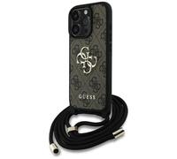 CG MOBILE Guess 4G Big Logo Cord Stap Crossbody Custodia per iPhone 16 Pro Max (marrone)