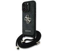 CG MOBILE Guess 4G Big Logo Cord Stap - Custodia a tracolla per iPhone 16 Pro, colore: Nero